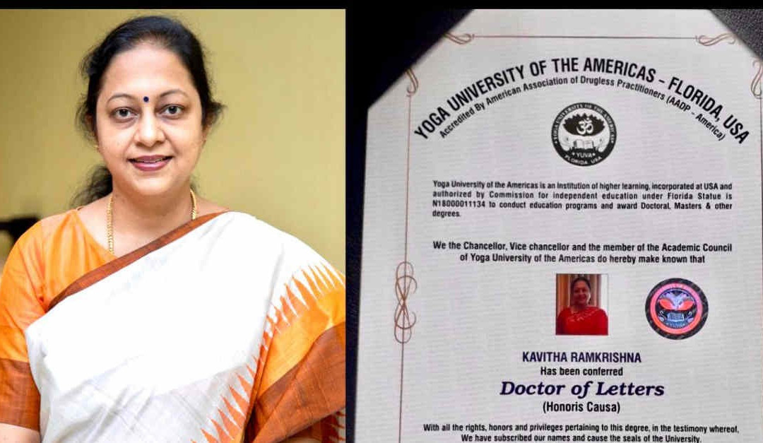 Indian yoga expert awarded honorary doctorate from US Yoga University