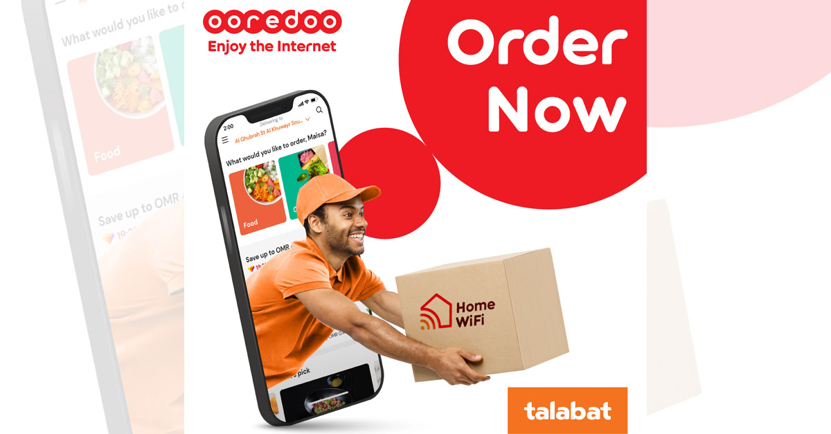 Ooredoo home internet through Talabat and TM DONE - Black & White Oman