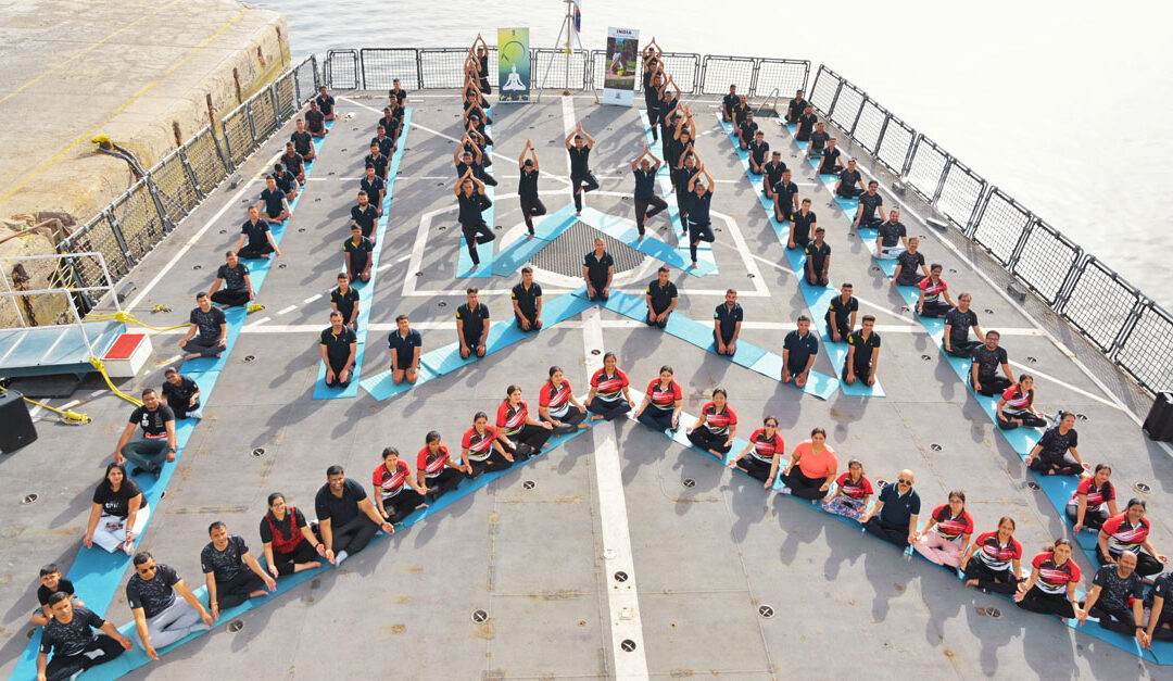 Yoga Session onboard Indian Naval Ship Visakhapatnam