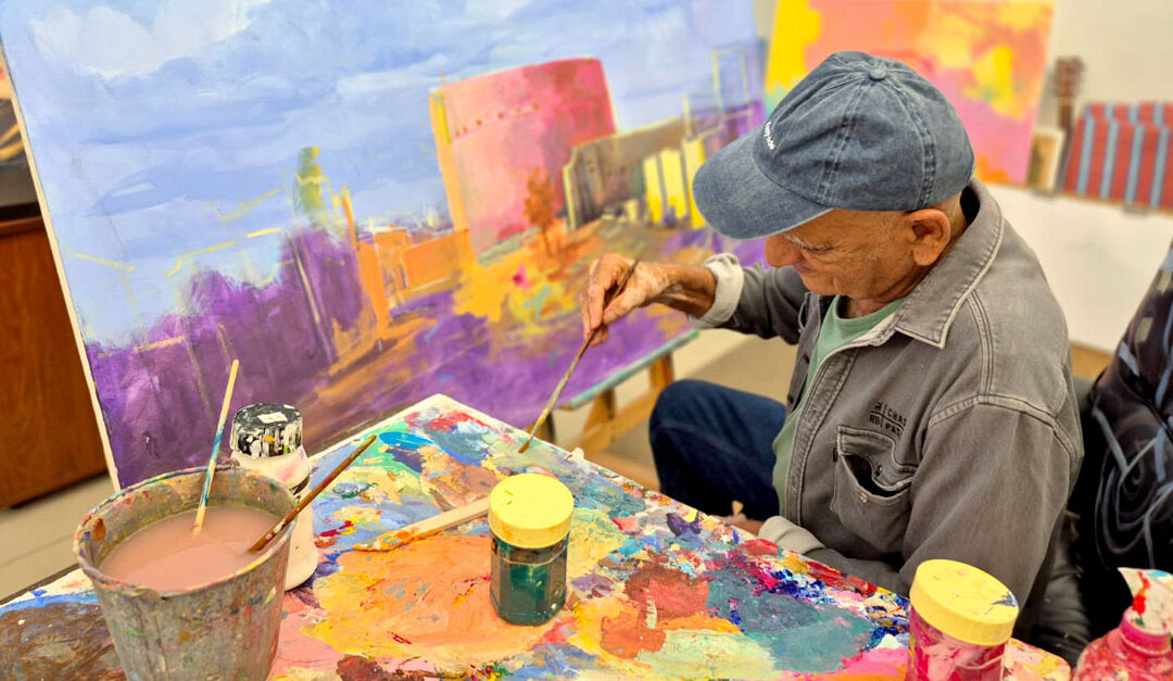 Immersed in his own world of colours